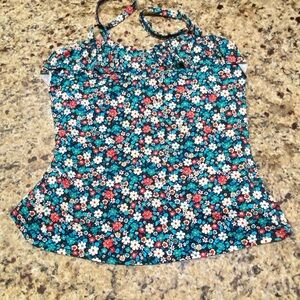 Lands' End Floral Tankini Top Size 10